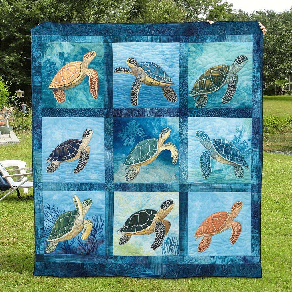 Sea Turtle Quilted Blanket NCU0VT51