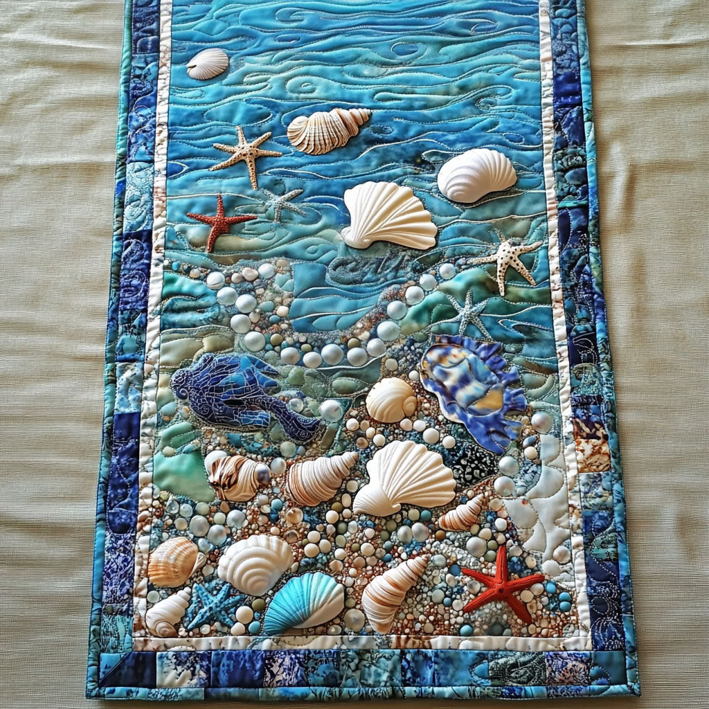 Ocean Harmony Quilted Table Runner NCU0PT2494