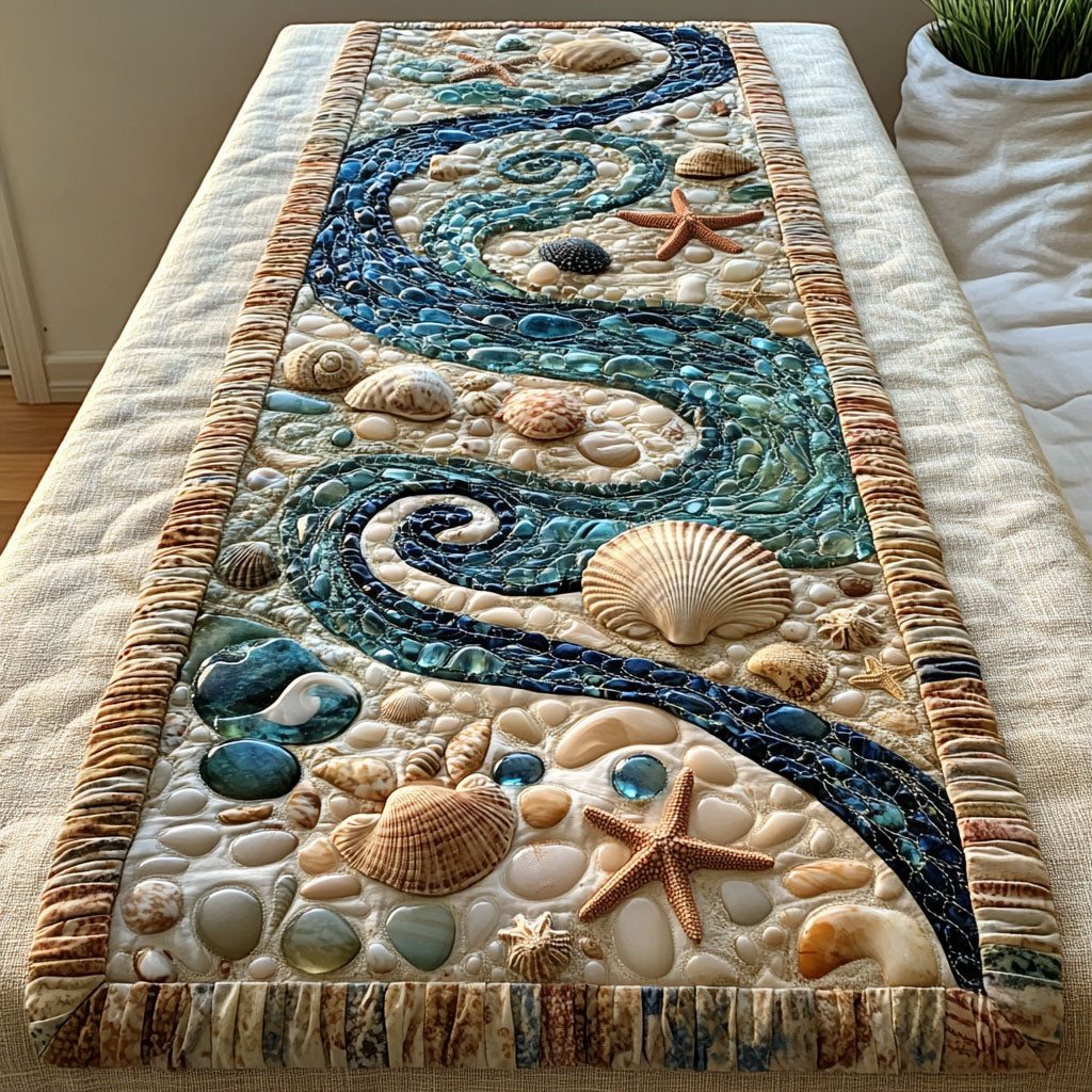 Ocean Waves Quilted Table Runner NCU0PT2495