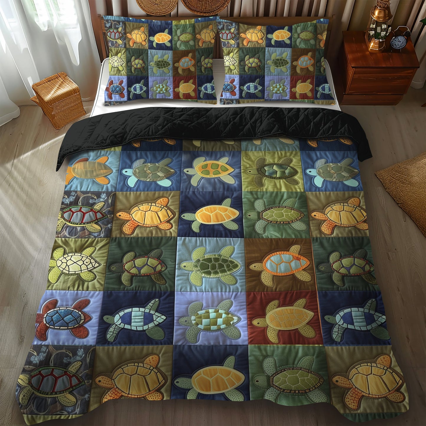 Oceanic Turtle 3-Piece Quilted Bedding Set NCU0TL470