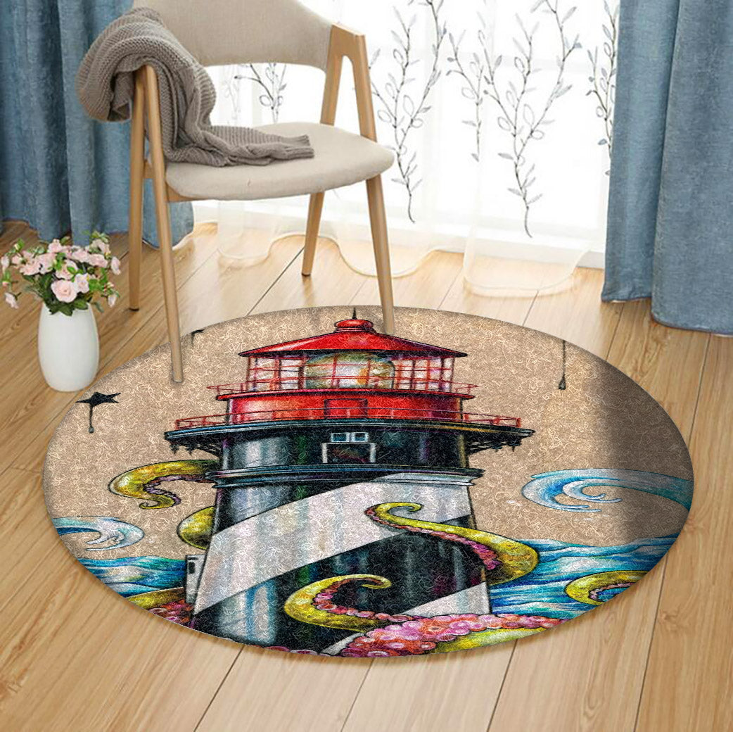 Octopus And Lighthouse TN091058TM Round Area Rug