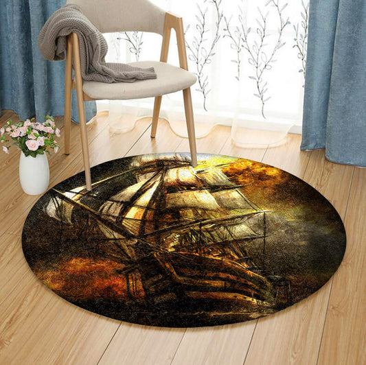 Old Sailboat QN090866 Round Area Rug