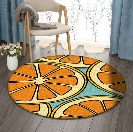 Orange DN0910085RR Round Area Rug