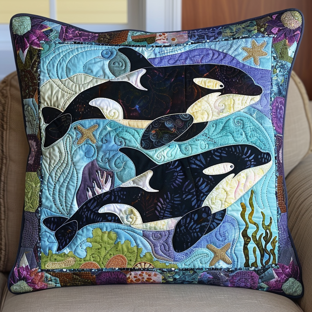 Orca Song Waves Quilted Pillow Case NCU0DV264