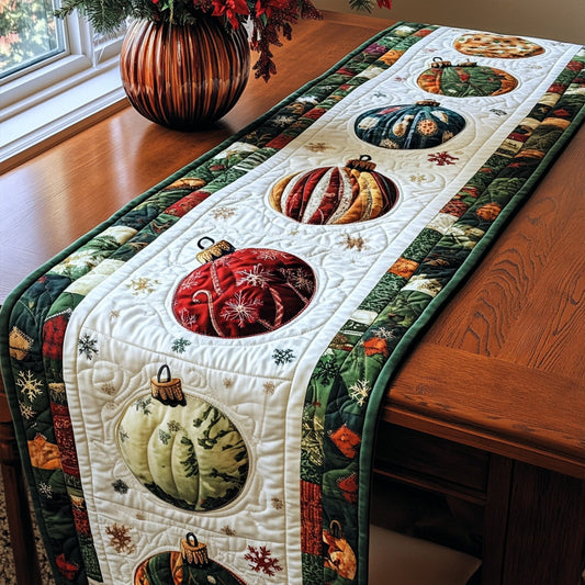 Ornament Cheer Quilted Table Runner NCU0PT2220