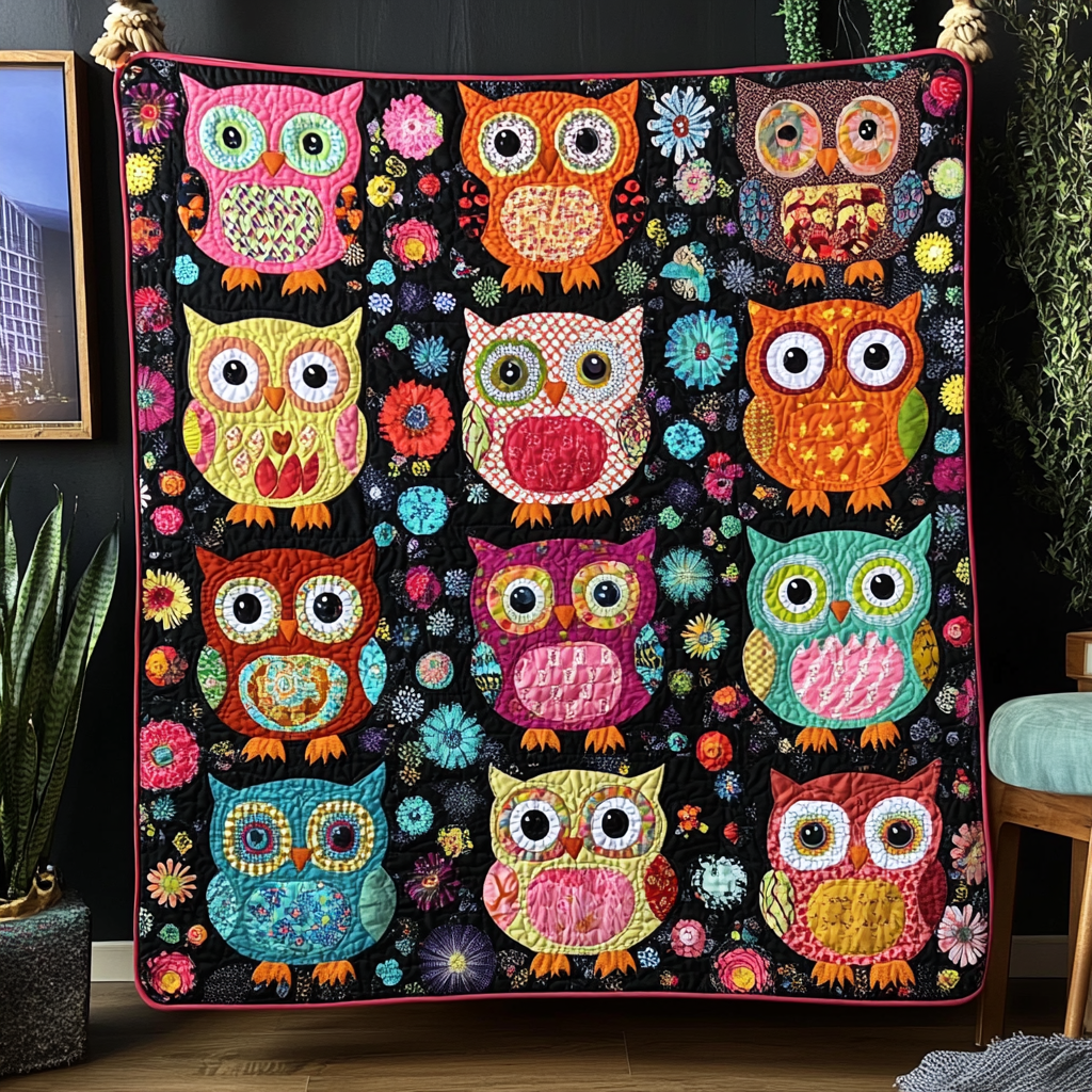 Owl Oasis Quilted Blanket NCU0DK369