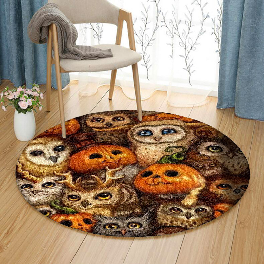 Owl Halloween TT310731A Round Area Rug