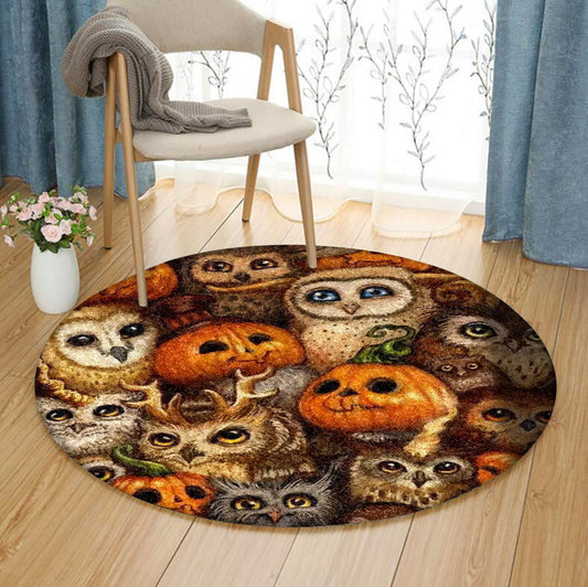 Owl Halloween TT310731A Round Area Rug