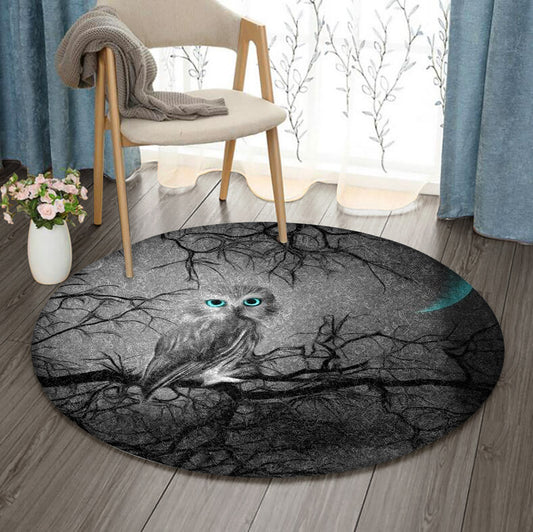 Owl Night HN121022RR Round Area Rug