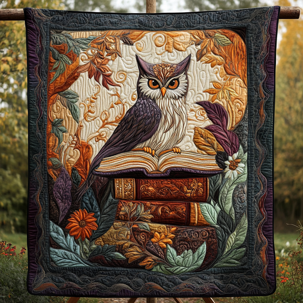 Owl Eyes on Pages Quilted Blanket NCU0DK1262