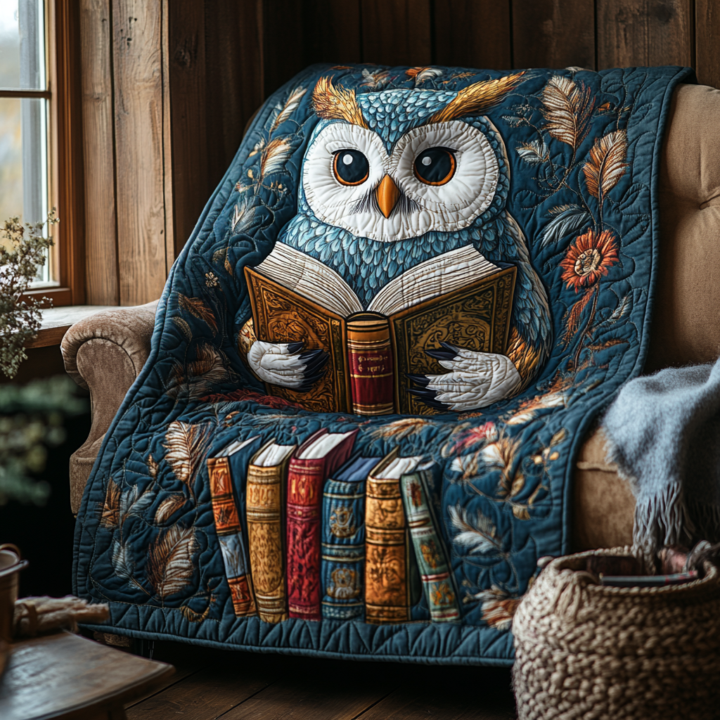 Owl Knowledge Quilted Blanket NCU0DV1173