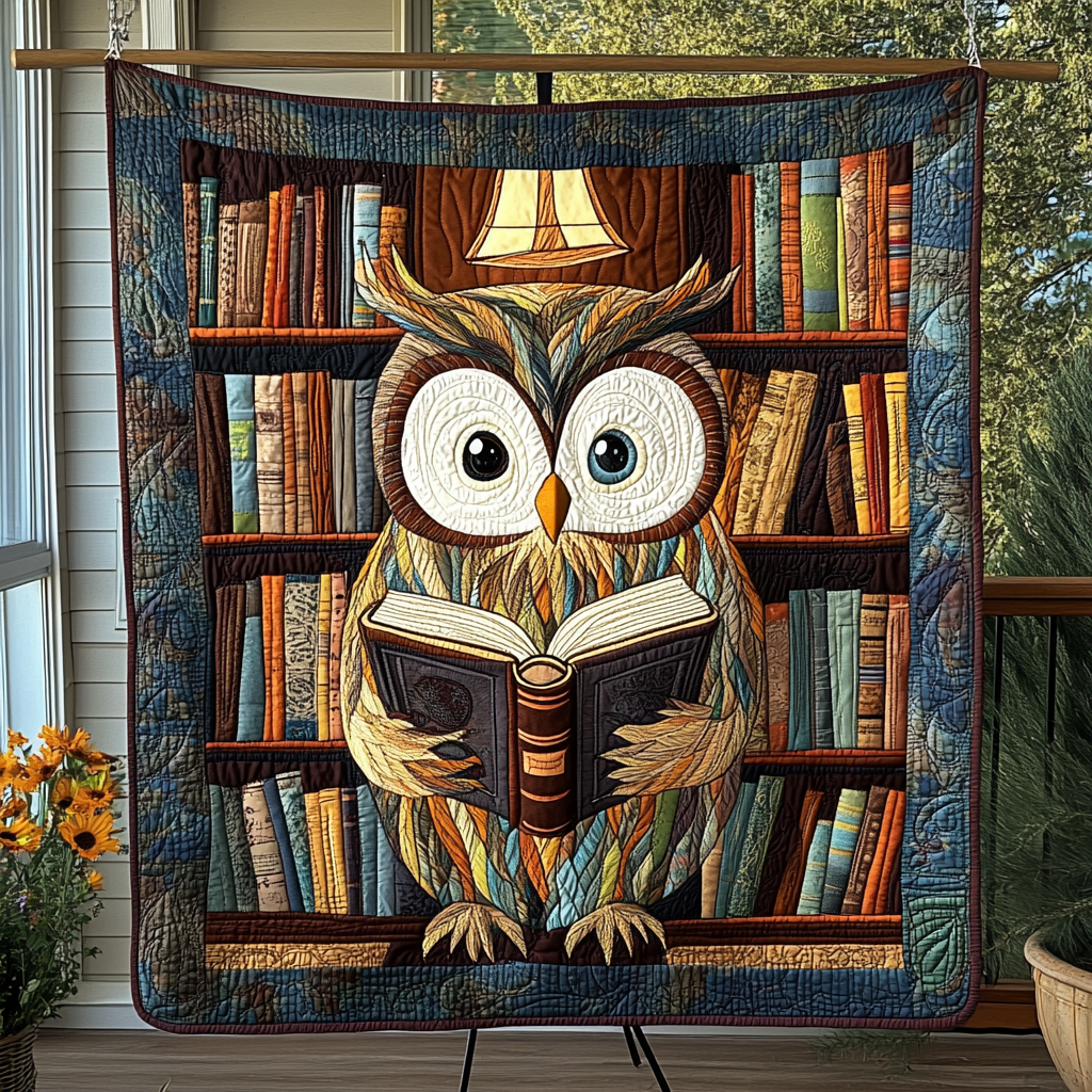 Owl Literary Flight Quilted Blanket NCU0DK1265