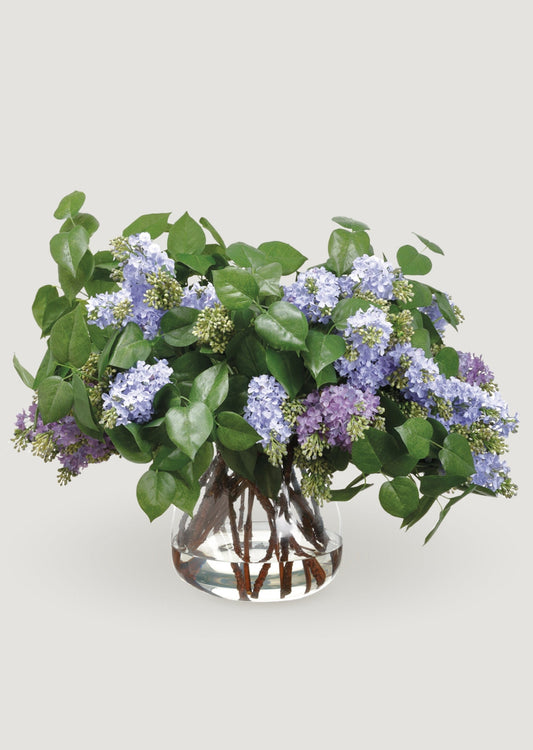 Blooming Fake Lilac Glass Vase Arrangement - 24"