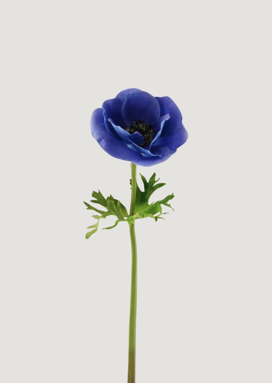 Blue Real Touch Poppy Anemone Flower - 17.5"