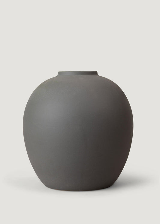 Edie Stoneware Vase in Smokey Matte Taupe - 10.75"