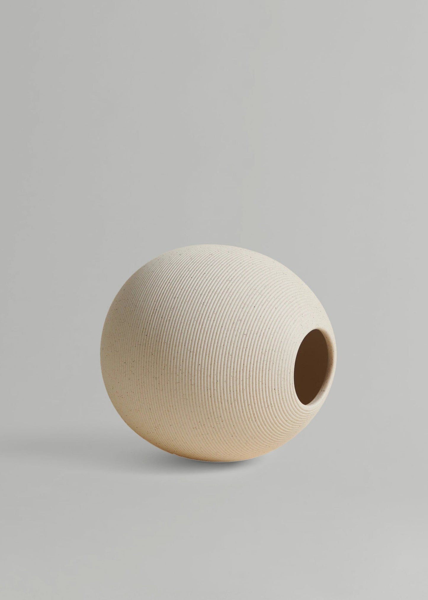 Handmade Ivory Clay Ribbed Sphere Vase - 5.25"