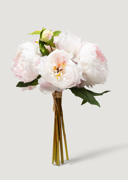 Pink Cream Faux Peony Flower Bouquet - 19"