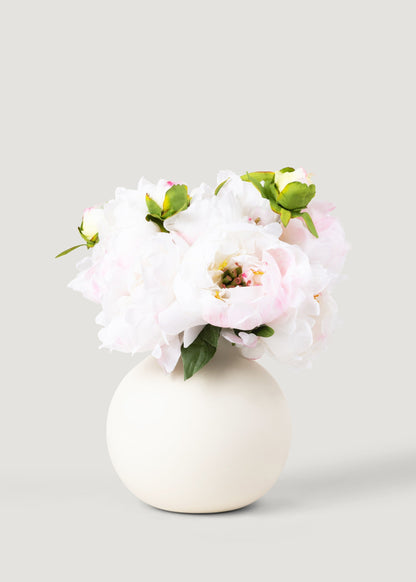 Pink Cream Faux Peony Flower Bouquet - 19"