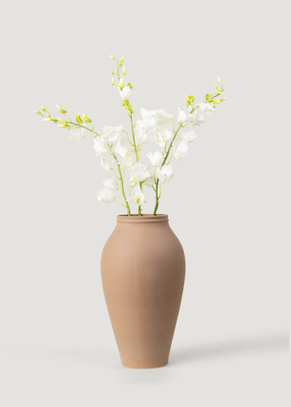 Fake Blooming Dendrobium Orchid Branch in Cream - 37"