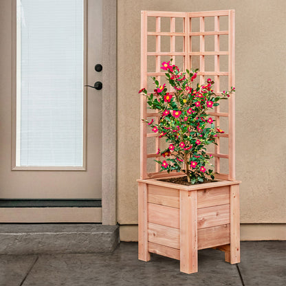 Natural Cedar Planter Box with L-Trellis