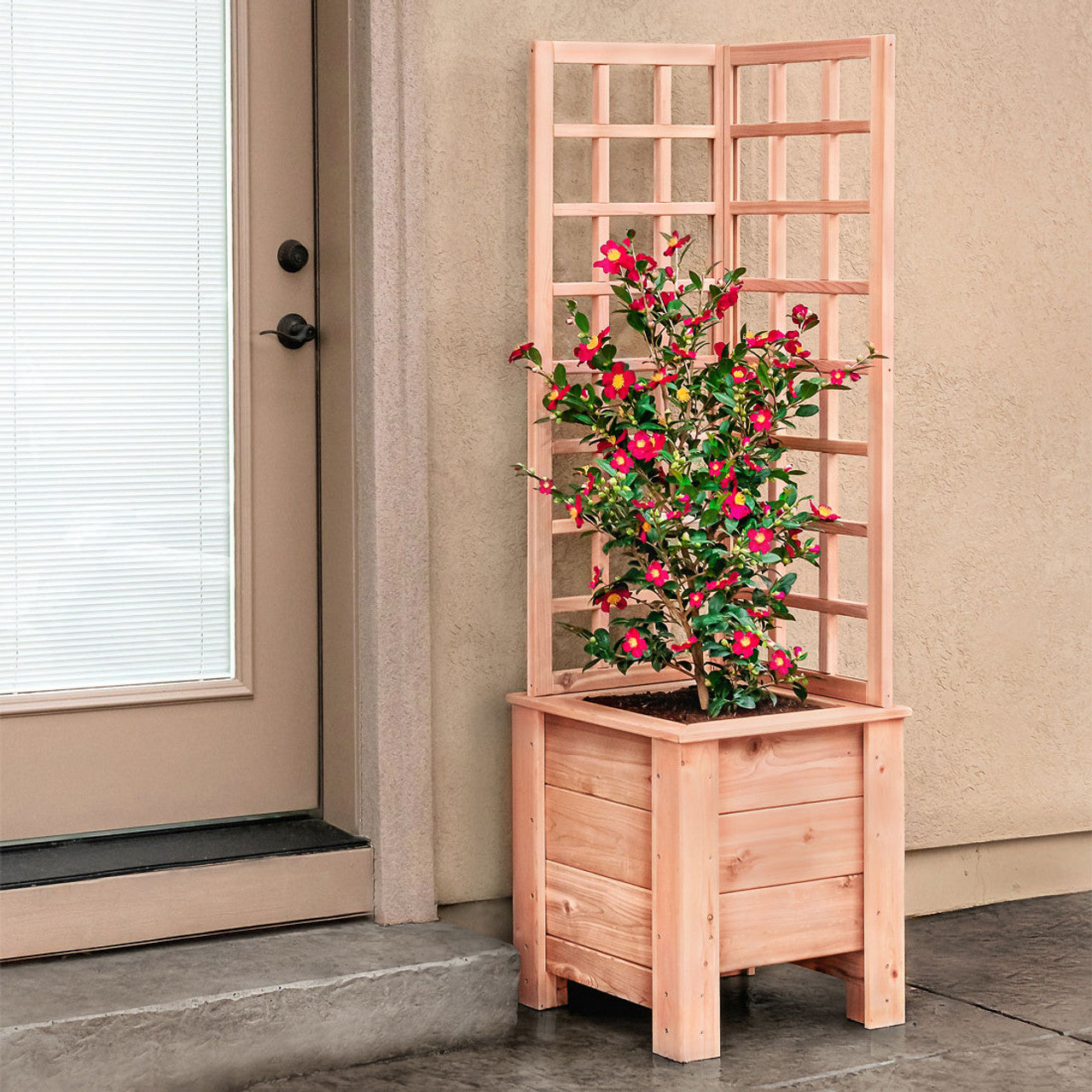 Natural Cedar Planter Box with L-Trellis