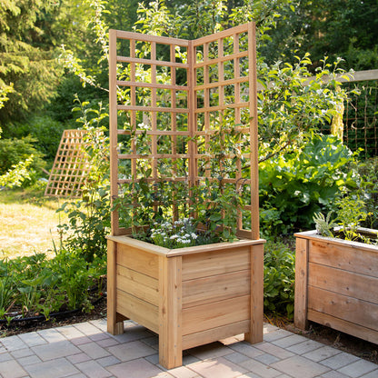 Natural Cedar Planter Box with L-Trellis