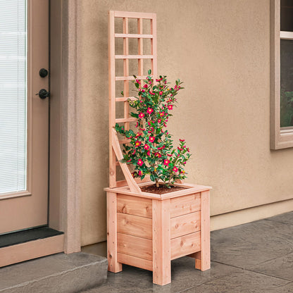 Natural Cedar Planter Box with Trellis