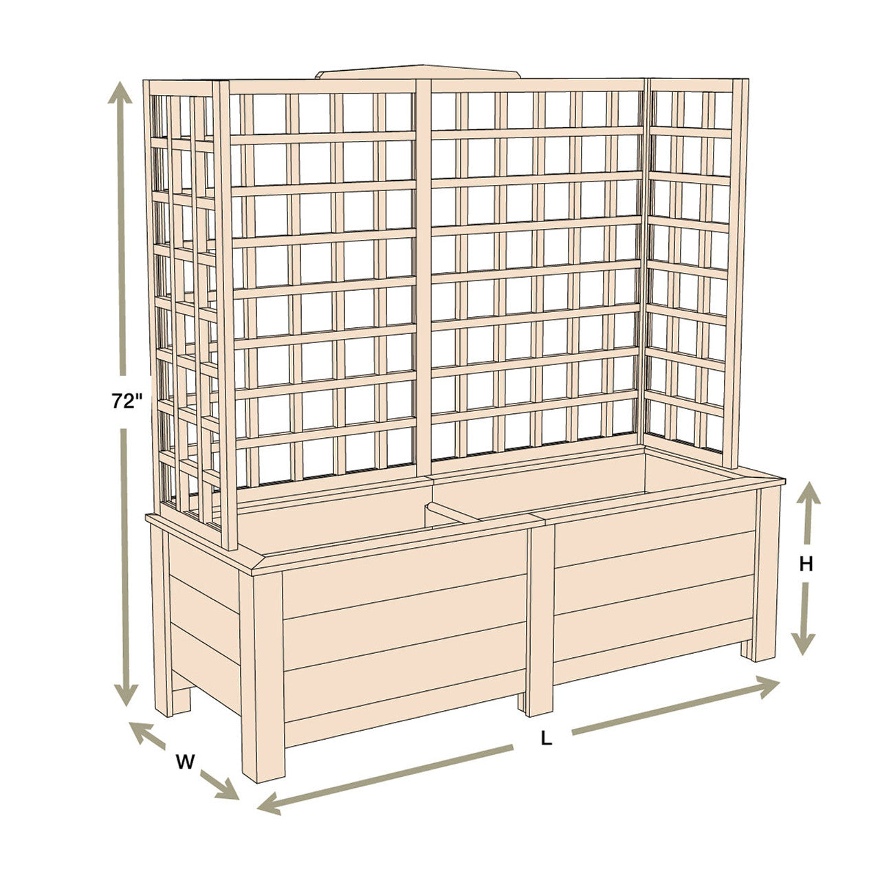 Natural Cedar Planter Box with U-Trellis