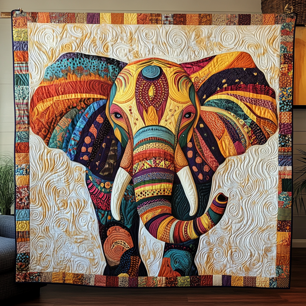 Pachyderm Parade Quilted Blanket NCU0NT186