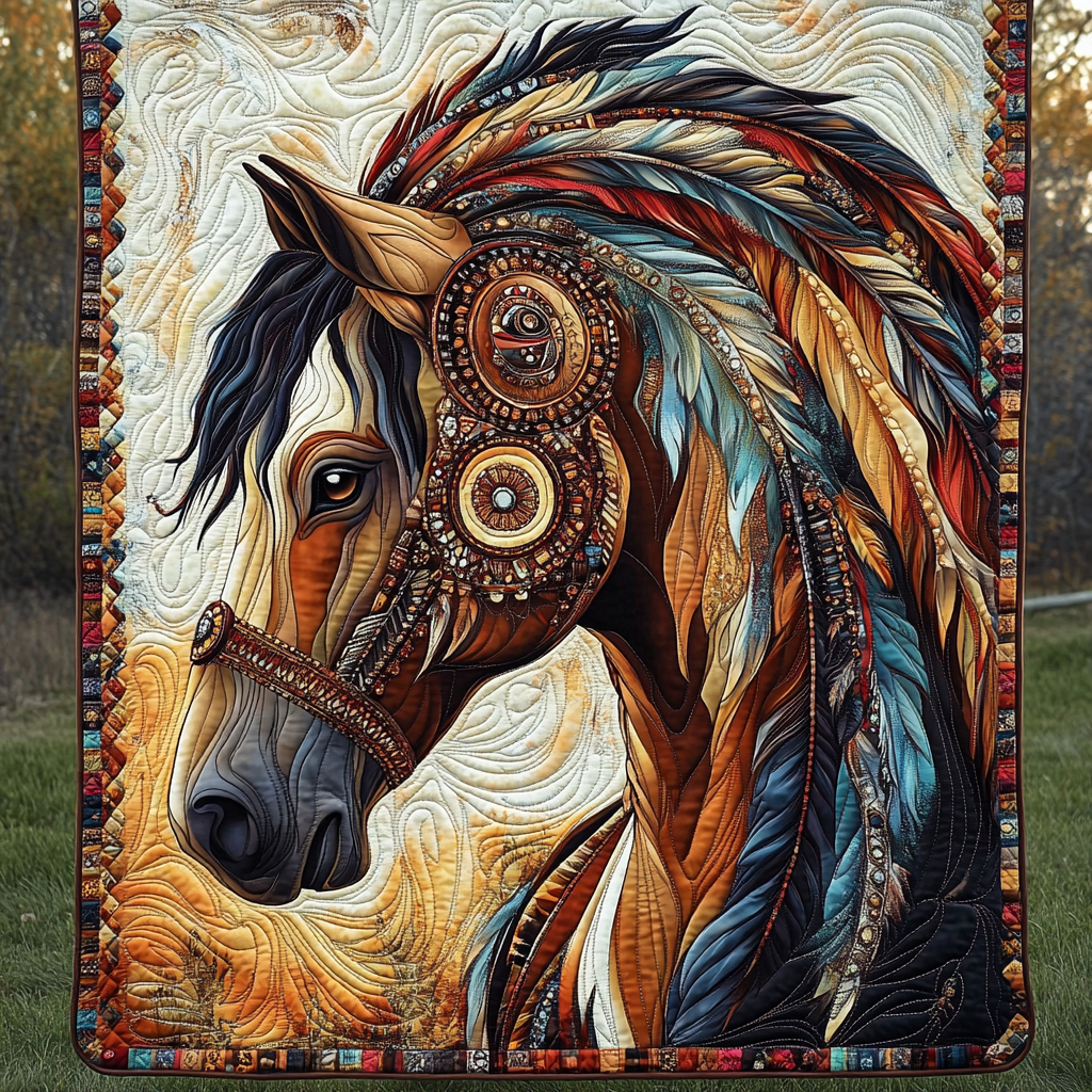 Painted Warrior Quilted Blanket NCU0VH211