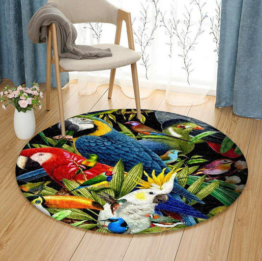 Parrot Tropical HN0509087RR Round Area Rug