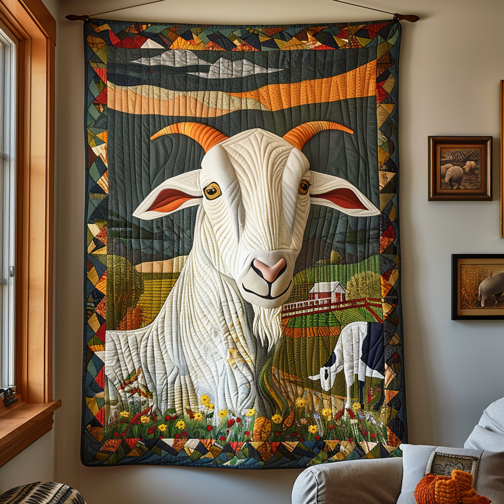 Pastoral Goat Quilted Blanket NCU0NT042