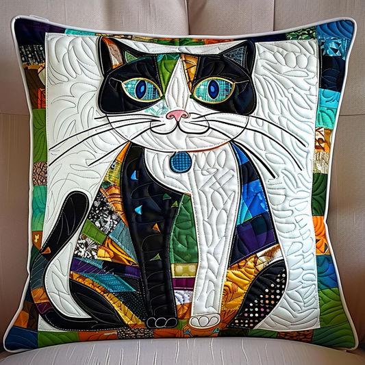 Patchwork Portrait Cat  Quilted Pillow Case NCU0NT063