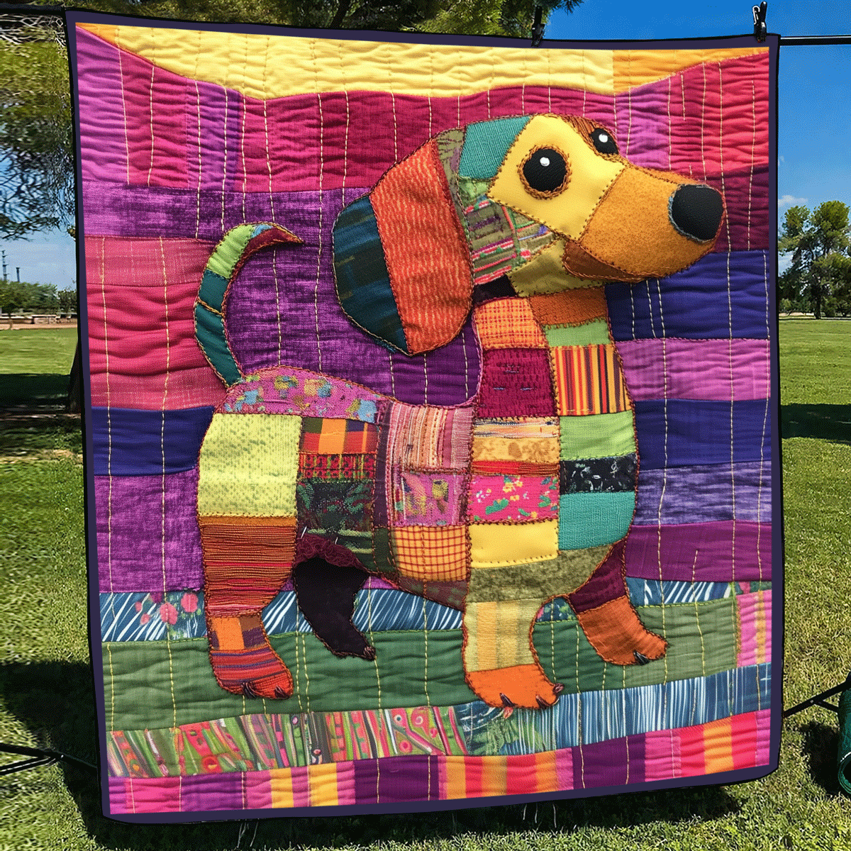 Patchy Doxie Dreams Quilted Blanket NCU0TL1790