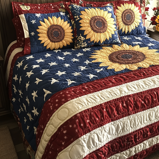 Patriotic Sunflower TAI061124092 Quilt Bedding Set