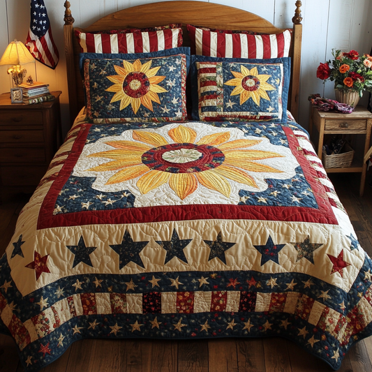 Patriotic Sunflower TAI061124095 Quilt Bedding Set