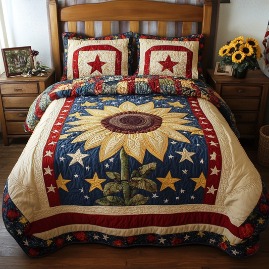 Patriotic Sunflower TAI061124097 Quilt Bedding Set