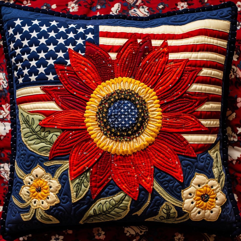 American Red Sunflower Quilted Pillow Case NCU0TL020