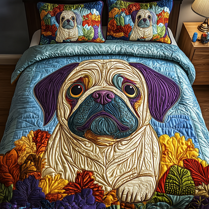 Pawsome Pug 3-Piece Quilted Bedding Set NCU0DK2110