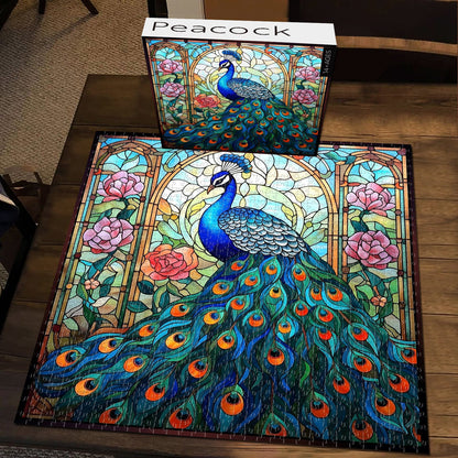 Stained Glass Peacock Balloon Jigsaw Puzzle 1000 Pieces