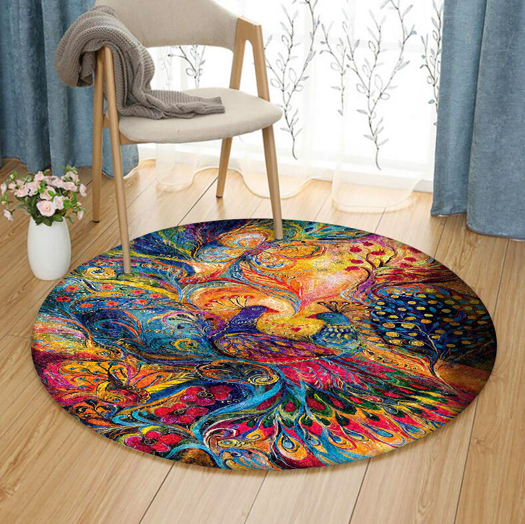 Peacock Butterfly ML2310054RR Round Area Rug