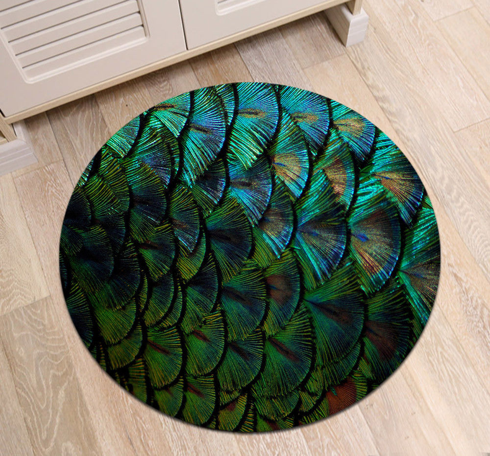 Peacock Feather CLP0710105M Round Area Rug