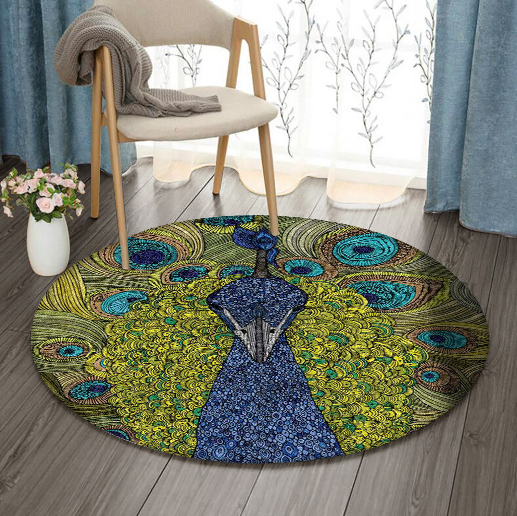 Peacock HN180967RR Round Area Rug