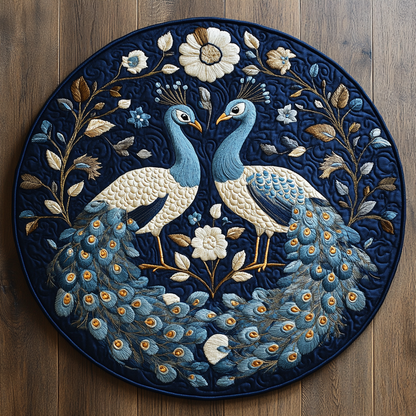 Peacock Grace Quilted Round Mat NCU0DK992