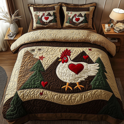 Pecking Order 3-Piece Quilted Bedding Set NCU0DK2910