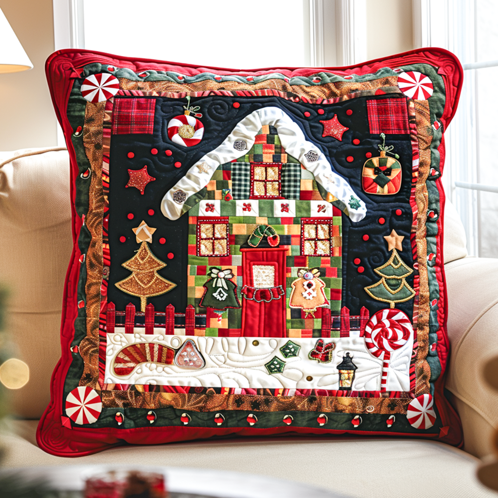 Peppermint House Quilted Pillow Case NCU0NT097