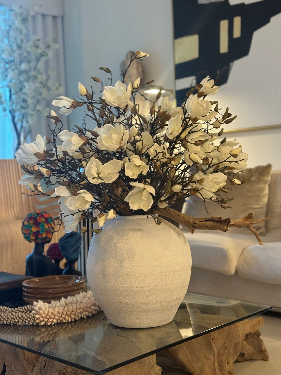 Konos Vase with White Magnolias