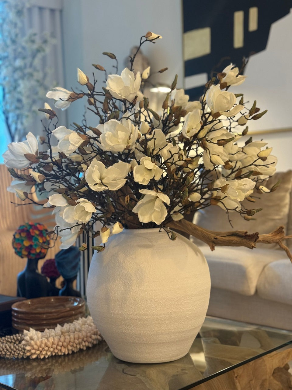 Konos Vase with White Magnolias