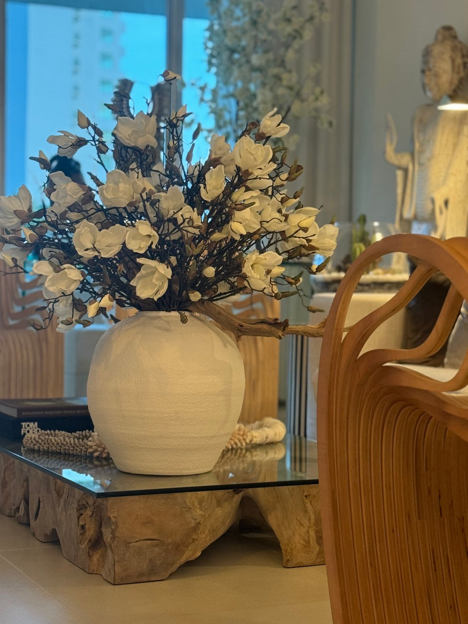 Konos Vase with White Magnolias