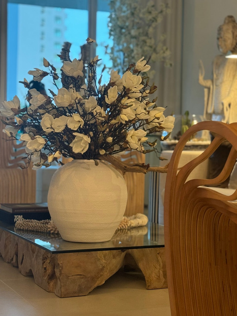 Konos Vase with White Magnolias